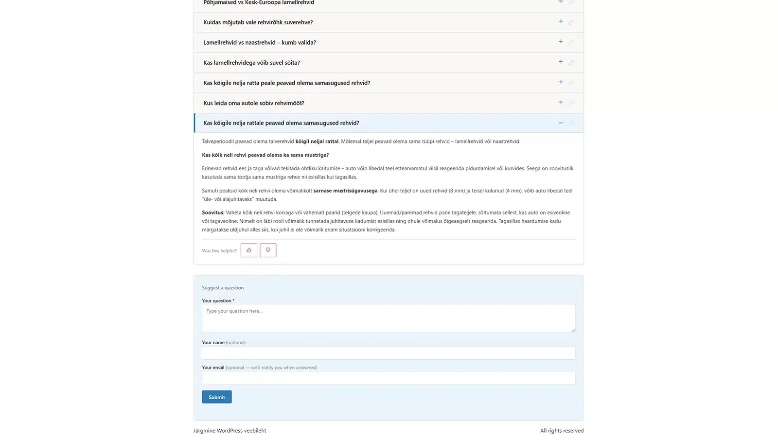 HND FAQ Pro - versatile FAQ plugin for Wordpress and Woocommerce - Suggest a question